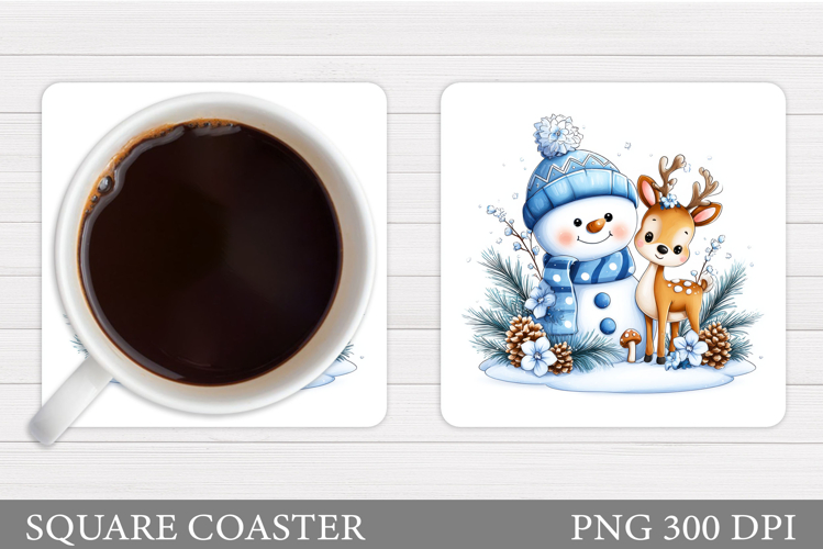 Cute Snowman Coaster. Christmas Coaster Sublimation