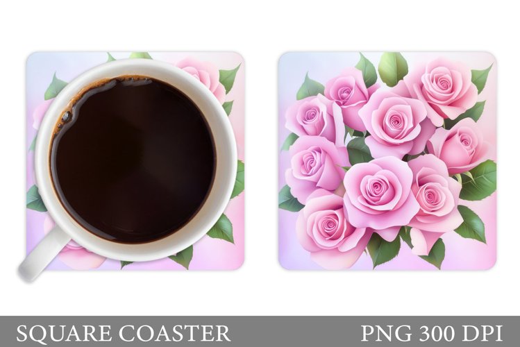 Roses Coaster Design. Rose Coaster Sublimation example image 1