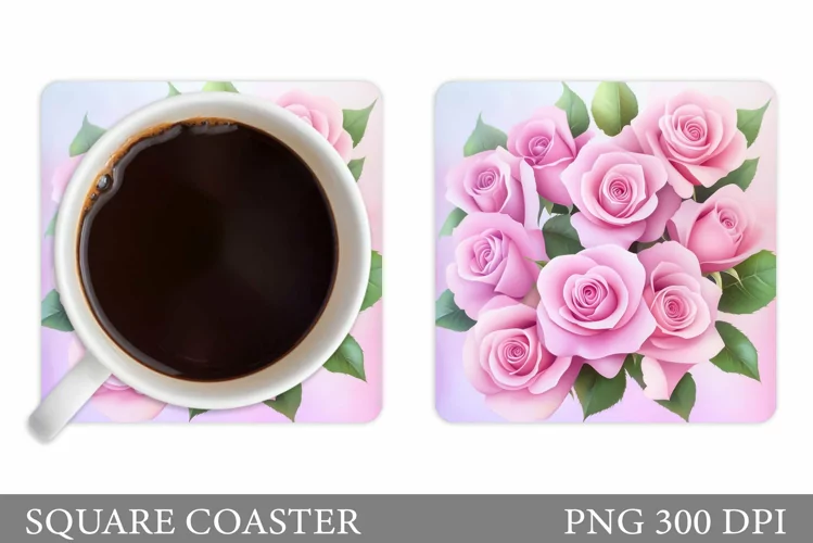 Roses Coaster Design. Rose Coaster Sublimation