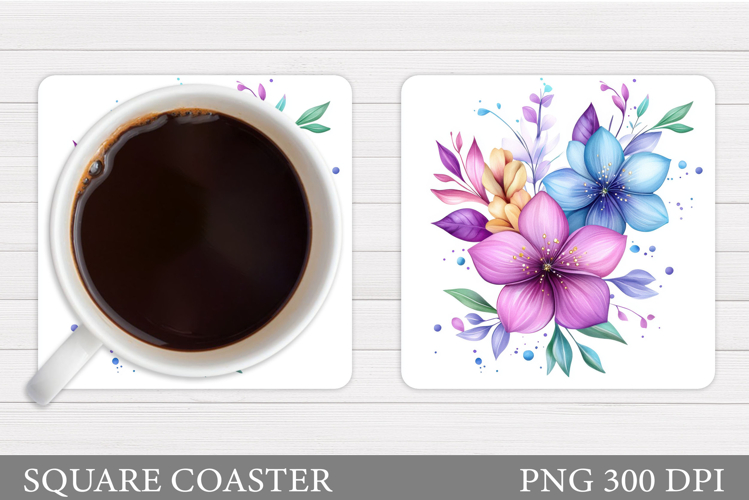 Floral Coaster Design. Flowers Coaster Sublimation