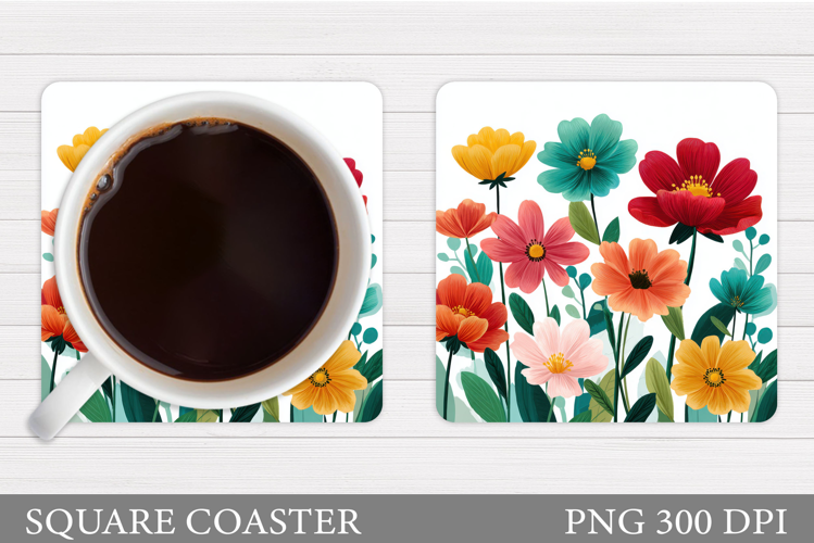 Wildflowers Coaster Design. Floral Coaster Sublimation