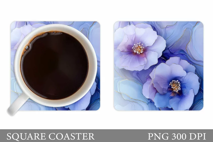 Floral Coaster Design. Flowers Coaster Sublimation