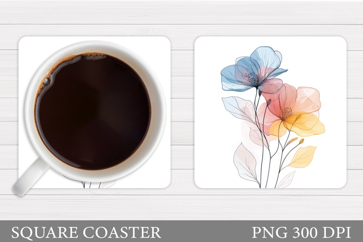Floral Coaster Design. Flowers Coaster Sublimation
