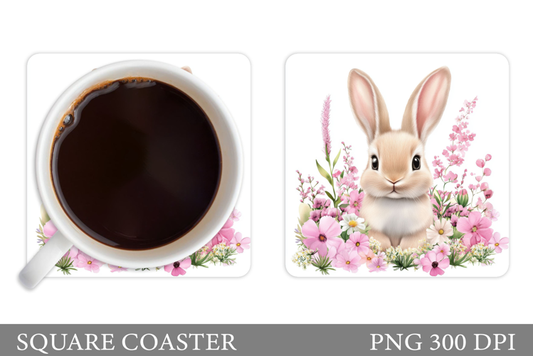 Cute Bunny Coaster Design. Cute Bunny Sublimation
