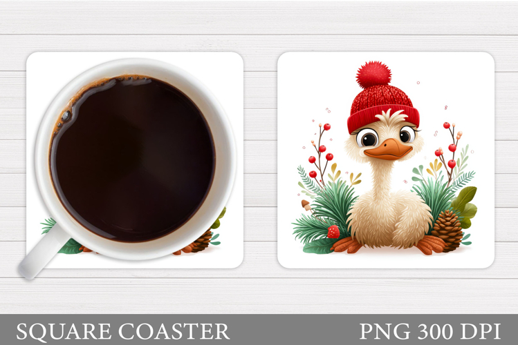 Christmas Ostrich Coaster. Christmas Coaster Sublimation