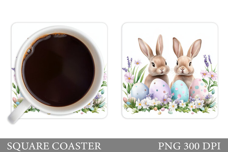Easter Bunny Coaster Design. Easter Coaster Sublimation example image 1