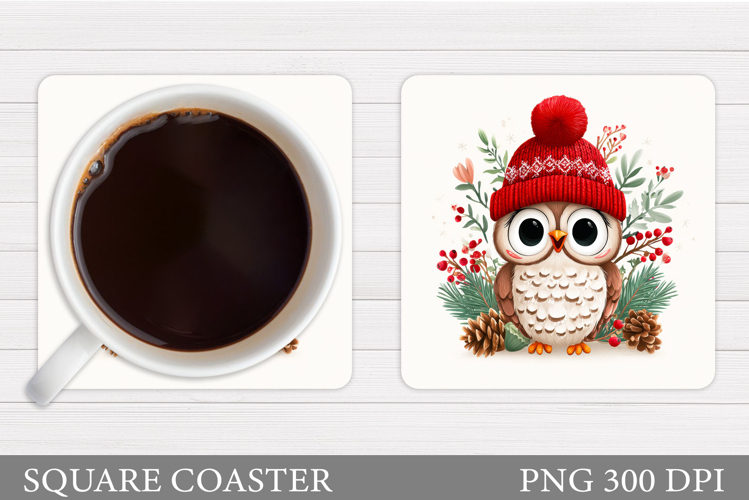 Christmas Owl Coaster Design. Christmas Coaster Sublimation