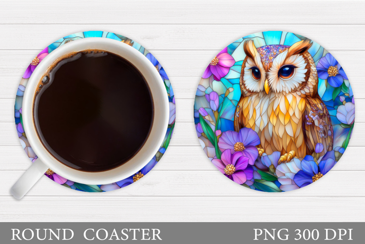Owl Coaster Design. Owl Flowers Coaster Sublimation