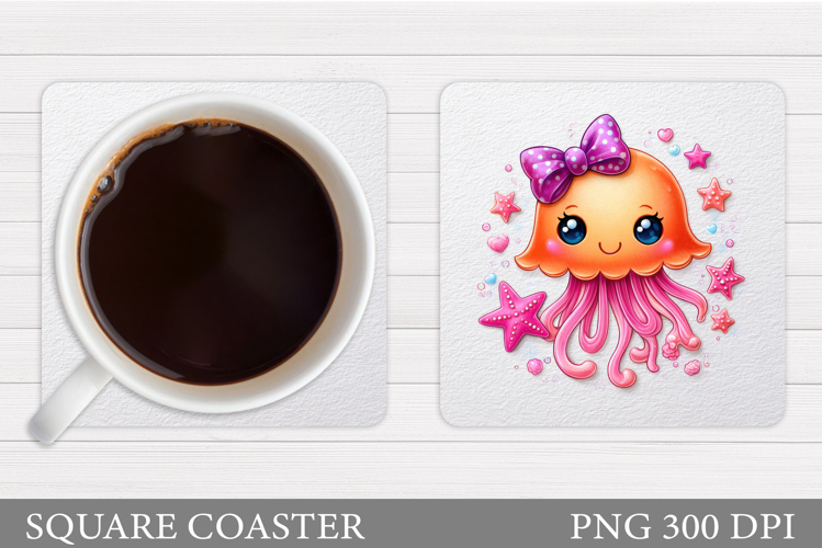 Cute Jellyfish Coaster Design. Cute Jellyfish Sublimation