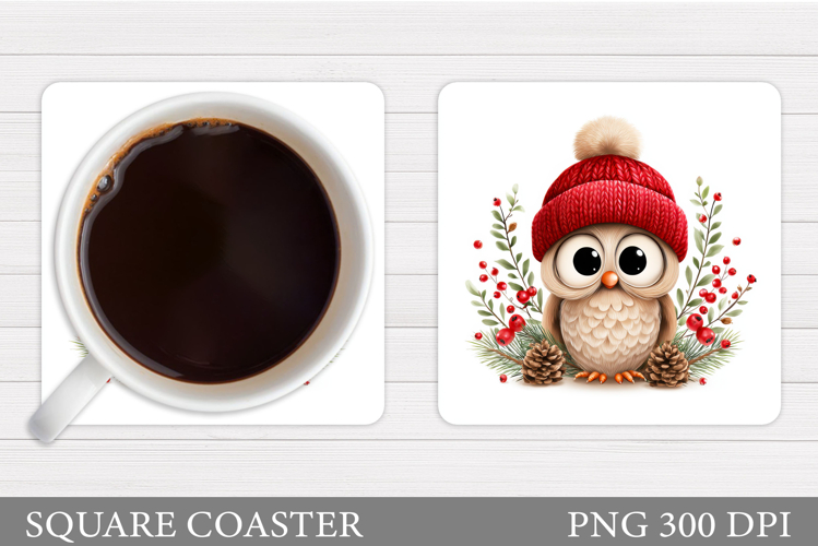 Christmas Owl Coaster Design. Christmas Coaster Sublimation