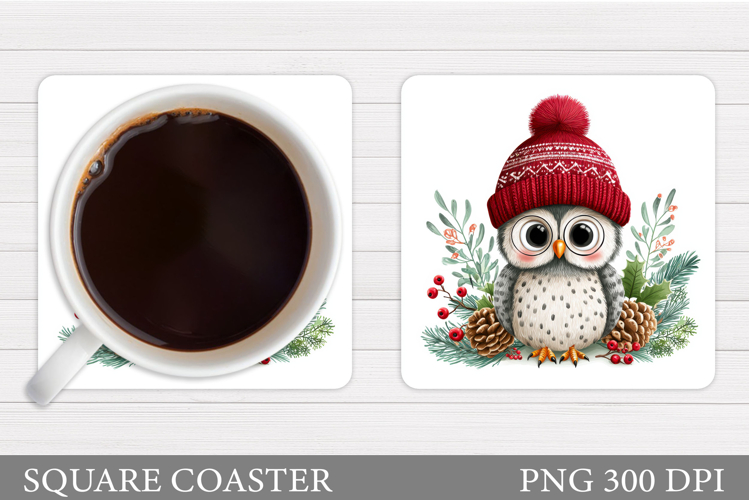 Christmas Owl Coaster Design. Christmas Coaster Sublimation