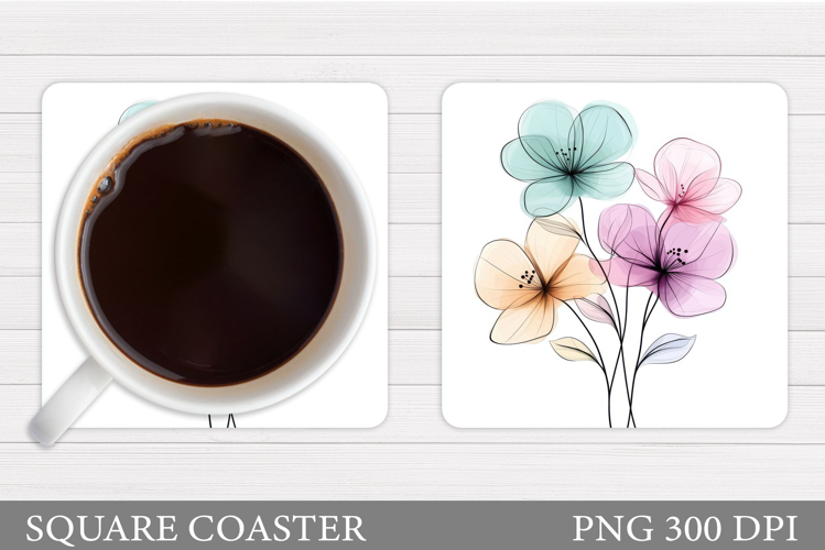 Wildflowers Coaster Design. Flowers Coaster Sublimation