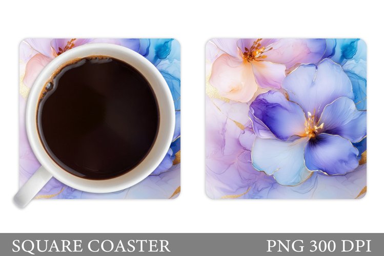 Flowers Coaster Sublimation. Floral Coaster Design example image 1