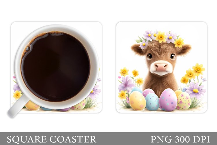 Easter Cow Coaster Design. Easter Coaster Sublimation example image 1