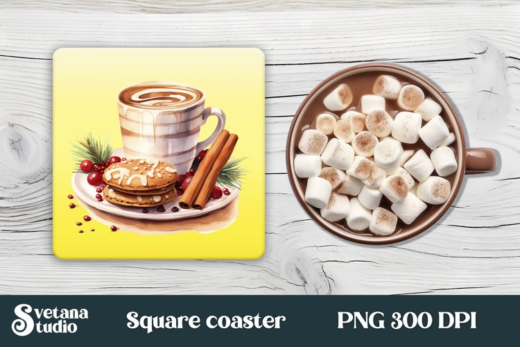 Christmas coffee square coaster | Coaster sublimation