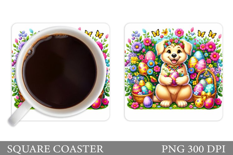 Easter Dog Coaster Design. Easter Coaster Sublimation