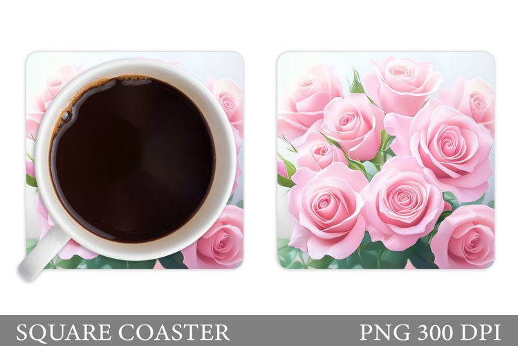 Roses Coaster Sublimation. Flowers Coaster Design