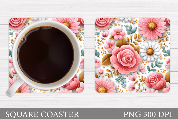 Floral Coaster Design. Flowers Coaster Sublimation