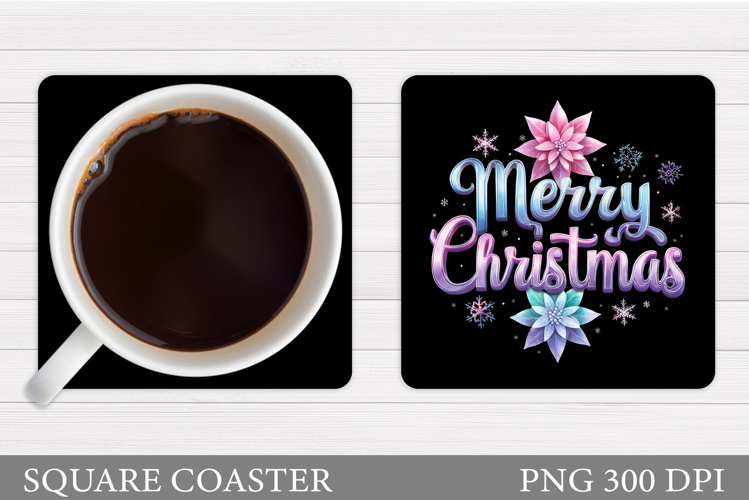 Poinsettia Coaster Design. Christmas Coaster Sublimation