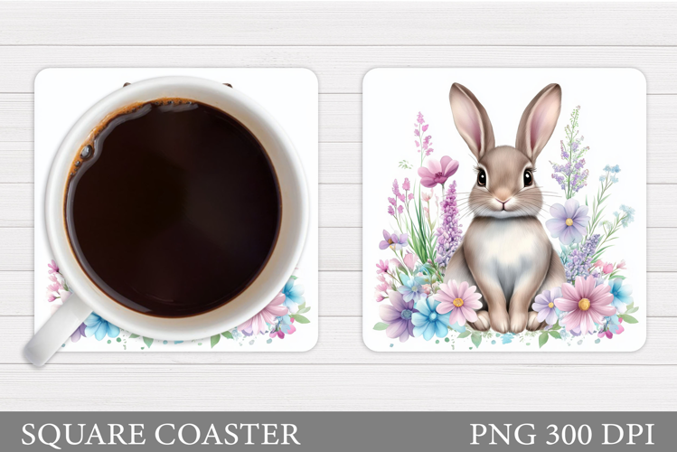 Cute Bunny Coaster Design. Cute Bunny Sublimation