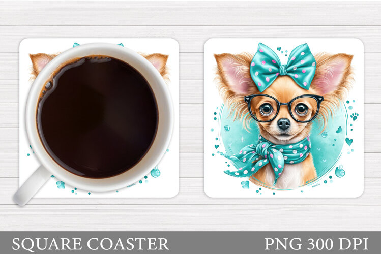 Cute Dog Coaster Sublimation. Cute Dog Sublimation example image 1