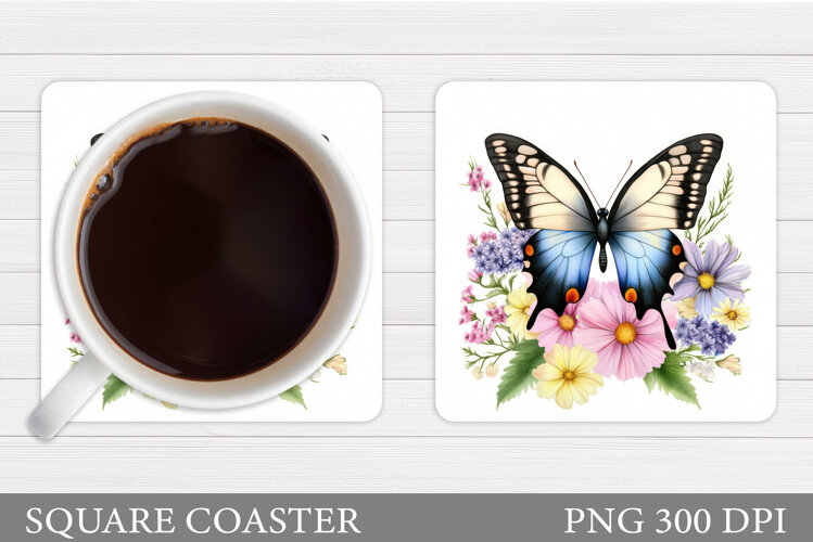 Butterfly Coaster Design. Butterfly Sublimation example image 1