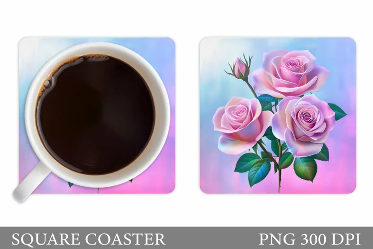 Roses Coaster Design. Roses Coaster Sublimation