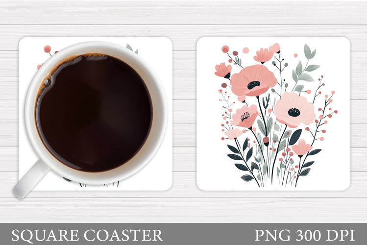 Wildflowers Coaster Design. Flowers Coaster Sublimation