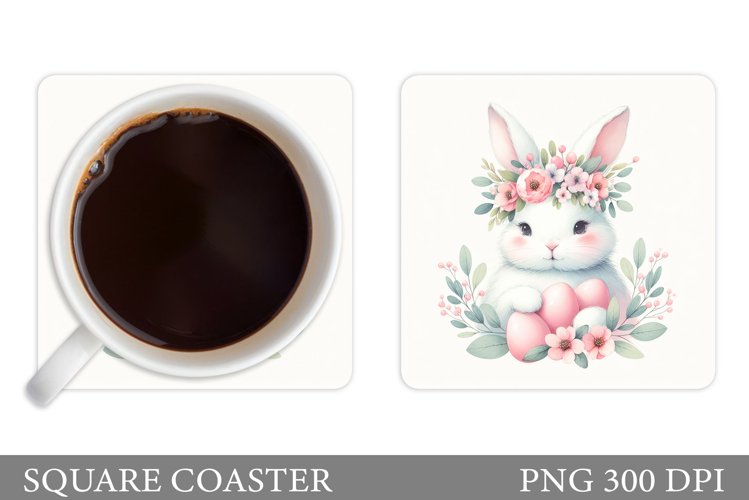 Easter Bunny Coaster Design. Easter Coaster Sublimation example image 1