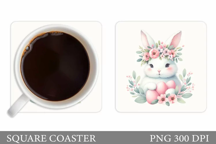 Easter Bunny Coaster Design. Easter Coaster Sublimation