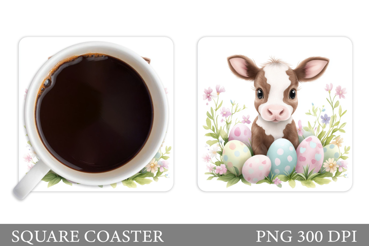 Easter Cow Coaster Design. Easter Coaster Sublimation