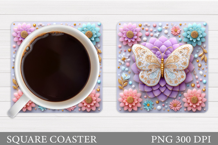Butterflies Coaster Sublimation. Butterfly Coaster Design