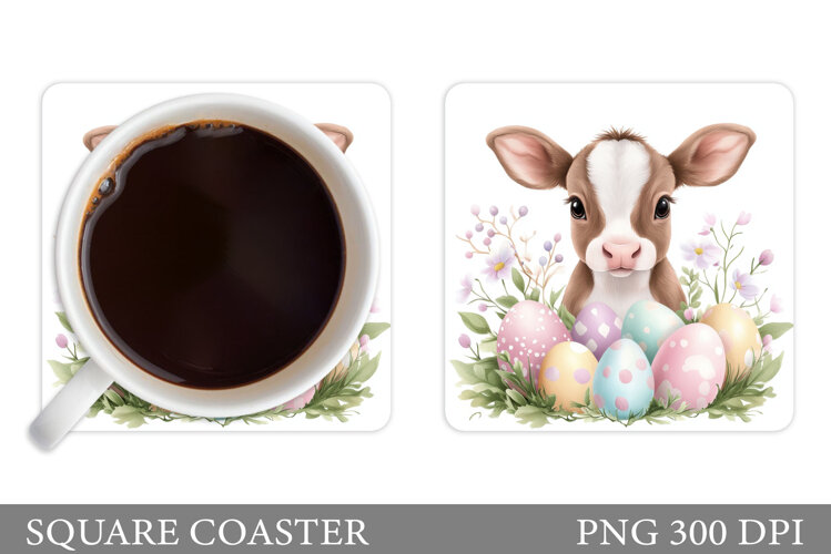 Easter Cow Coaster Design. Easter Coaster Sublimation example image 1
