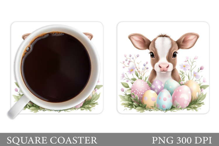 Easter Cow Coaster Design. Easter Coaster Sublimation