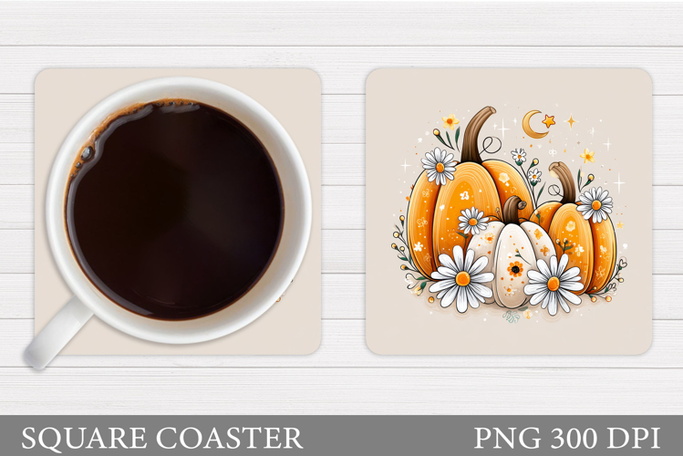 Pumpkin Coaster Design. Floral Pumpkin Coaster Sublimation