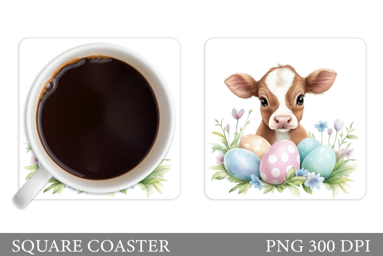 Easter Cow Coaster Design. Easter Coaster Sublimation