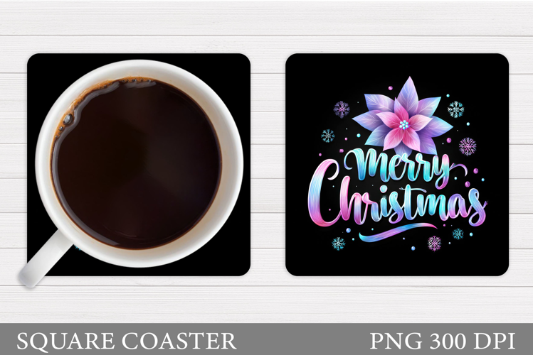 Poinsettia Coaster Design. Christmas Coaster Sublimation