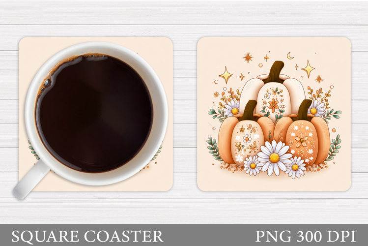 Pumpkin Coaster Design. Floral Pumpkin Coaster Sublimation