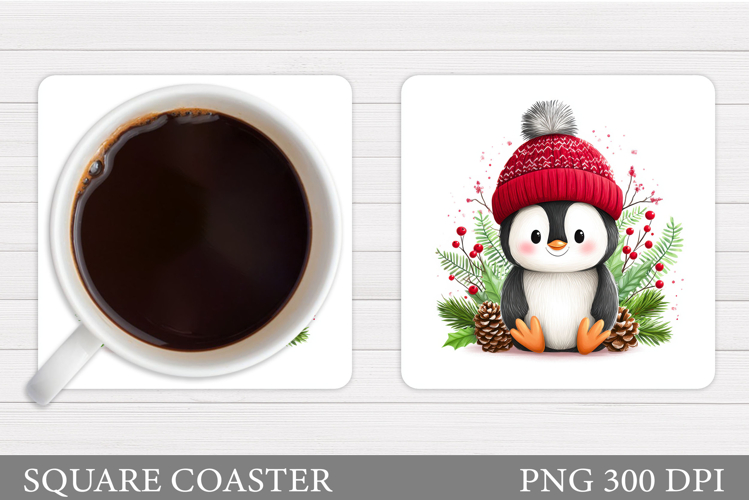 Christmas Penguin Coaster. Christmas Coaster Sublimation