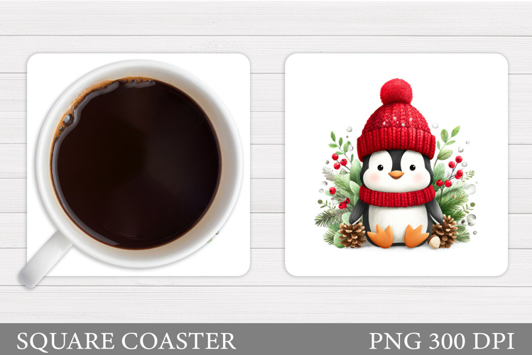 Christmas Penguin Coaster. Christmas Coaster Sublimation