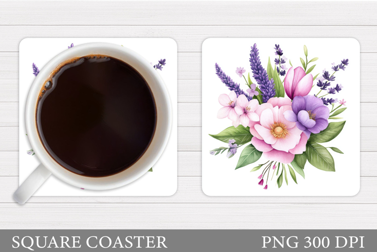 Flowers Coaster Sublimation. Floral Coaster Design