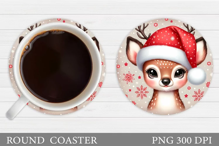 Christmas Deer Coaster Design. Christmas Coaster Sublimation