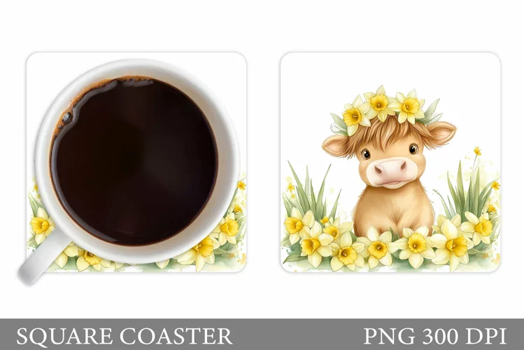 Easter Cow Coaster Design. Easter Coaster Sublimation