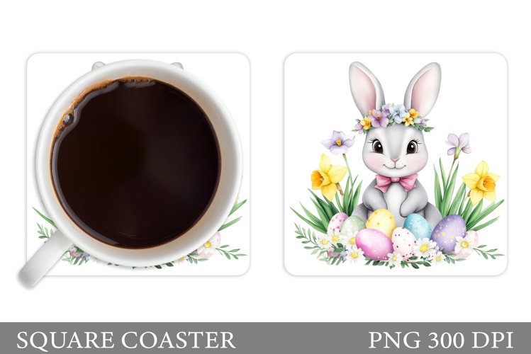 Easter Bunny Coaster Design. Easter Coaster Sublimation example image 1