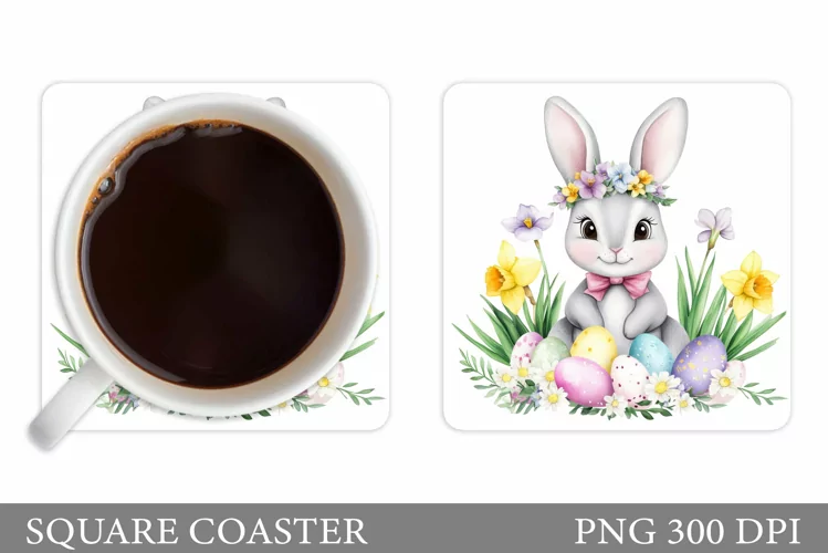 Easter Bunny Coaster Design. Easter Coaster Sublimation