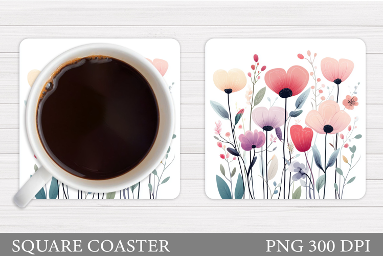 Wildflowers Coaster Design. Flowers Coaster Sublimation