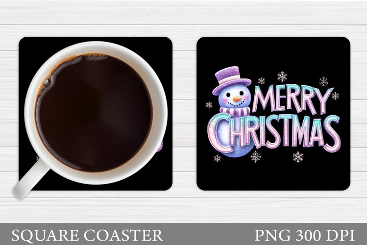 Merry Christmas Coaster. Christmas Coaster Sublimation example image 1