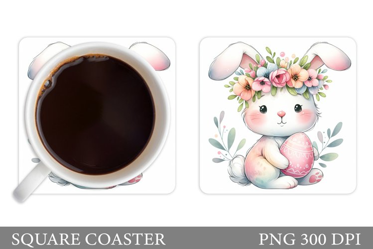 Easter Bunny Coaster Design. Easter Coaster Sublimation example image 1