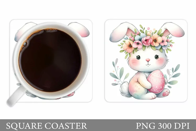 Easter Bunny Coaster Design. Easter Coaster Sublimation