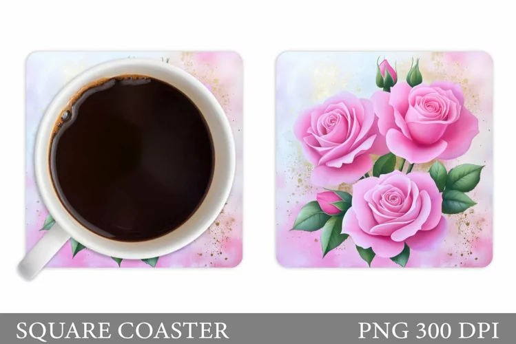 Roses Coaster Design. Rose Coaster Sublimation